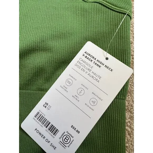 NWT Athleta Aurora High Neck V-Back Tank Green Size XS - Picture 3 of 4